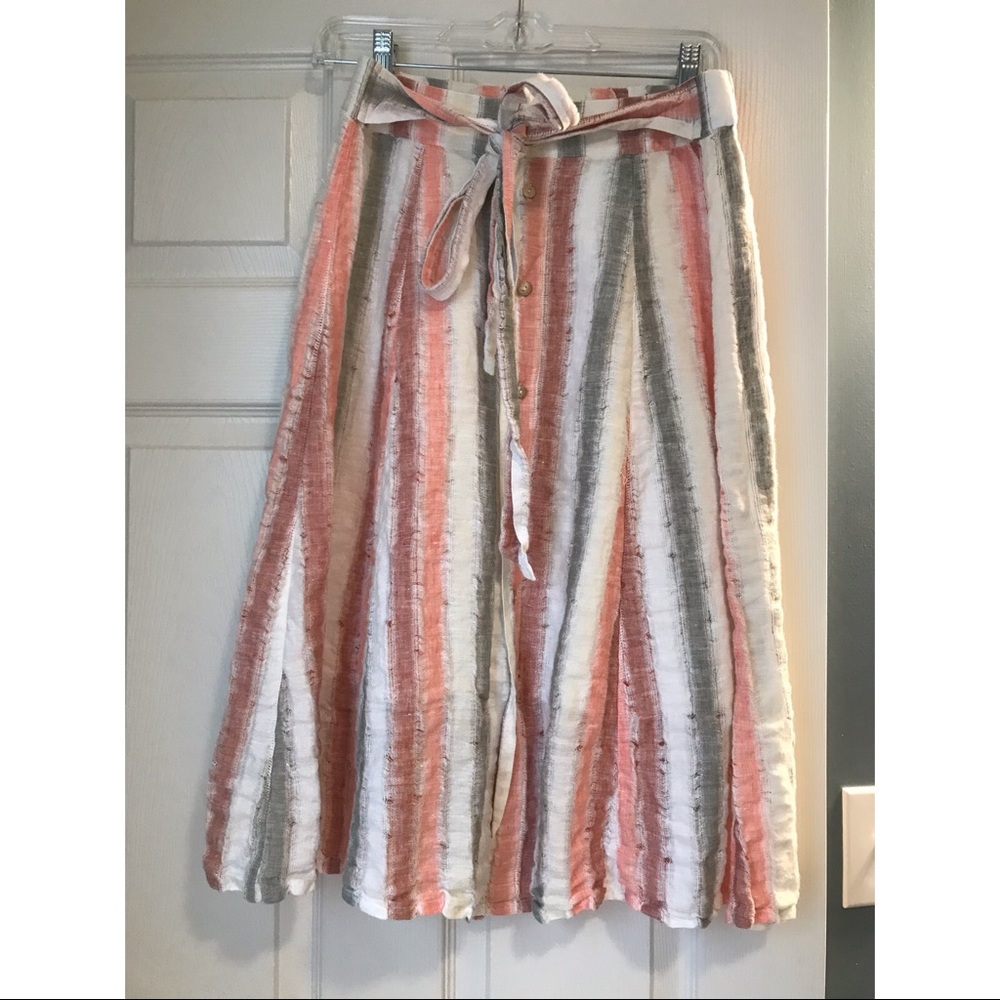 Tregene by Anthropologie linen midi skirt